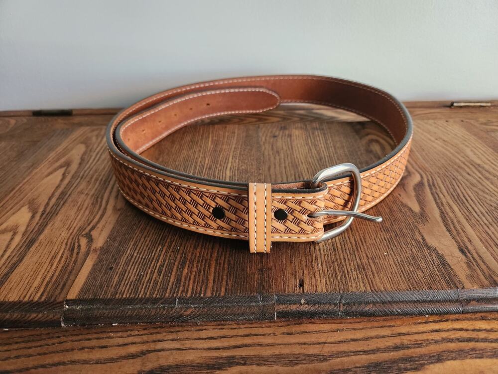 Tex Tan Stitched Genuine Cowhide Brown Belt Size 46 Made In USA